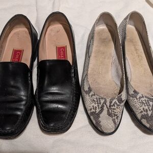 Salvatore Ferragamo Snakeskin Flats &  Cole Haan Black Loafers 7n
